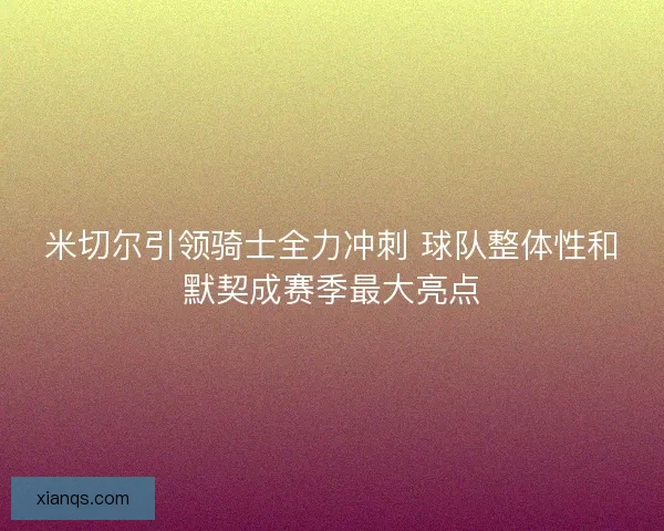 米切尔引领骑士全力冲刺 球队整体性和默契成赛季最大亮点