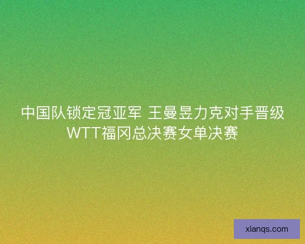 中国队锁定冠亚军 王曼昱力克对手晋级WTT福冈总决赛女单决赛